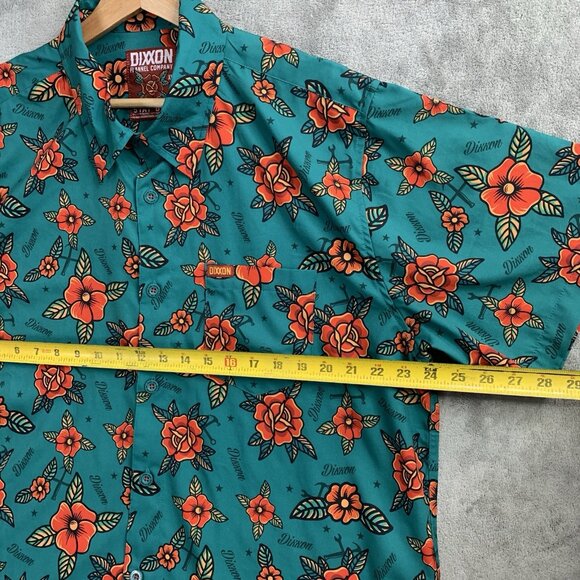 Dixxon Shirt Mens XL Stay Gold Party Floral Print AOP Short Sleeve Button Up - Picture 3 of 8